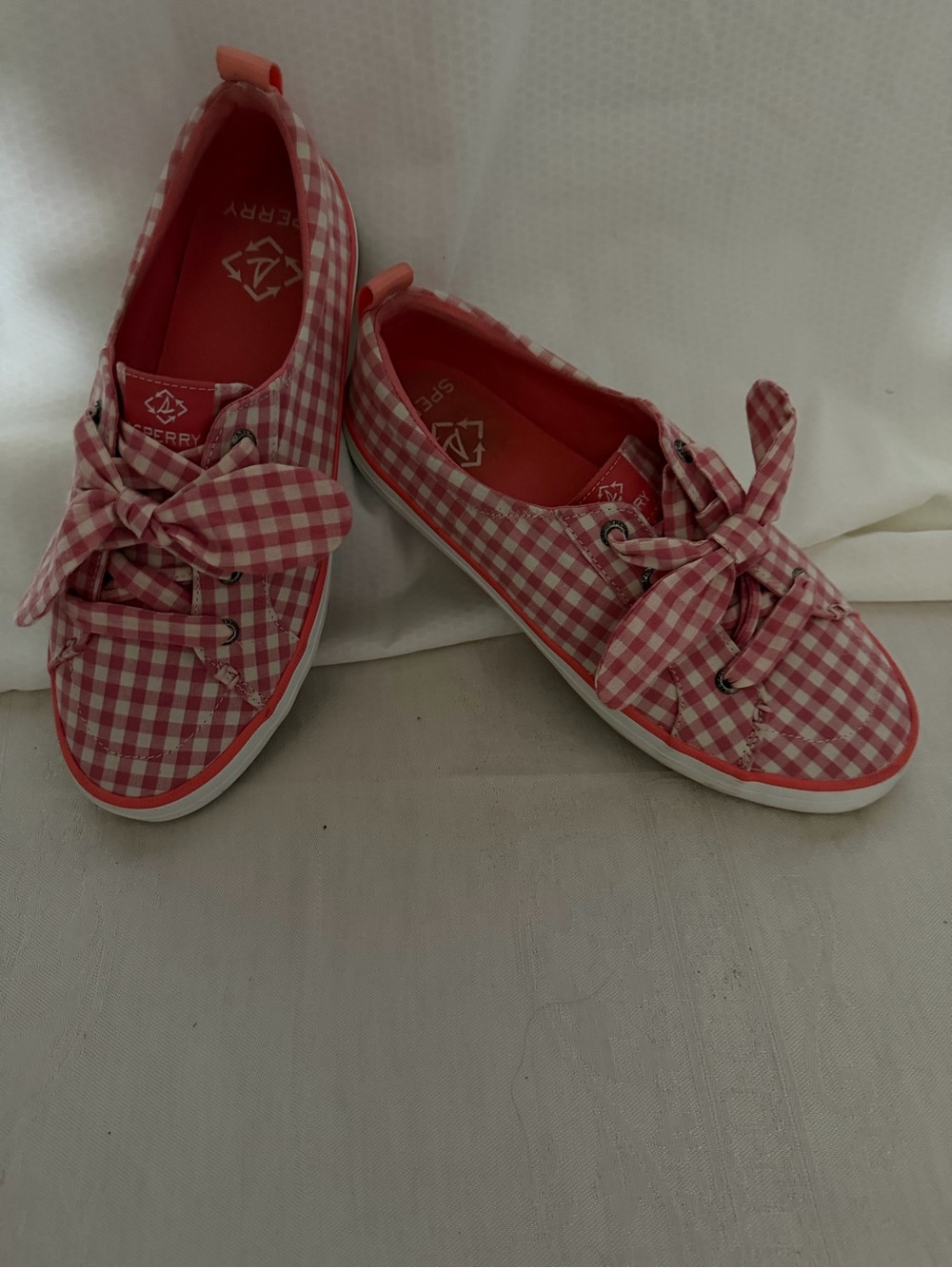 Sperry Kids Pink Gingham Bow Sneakers